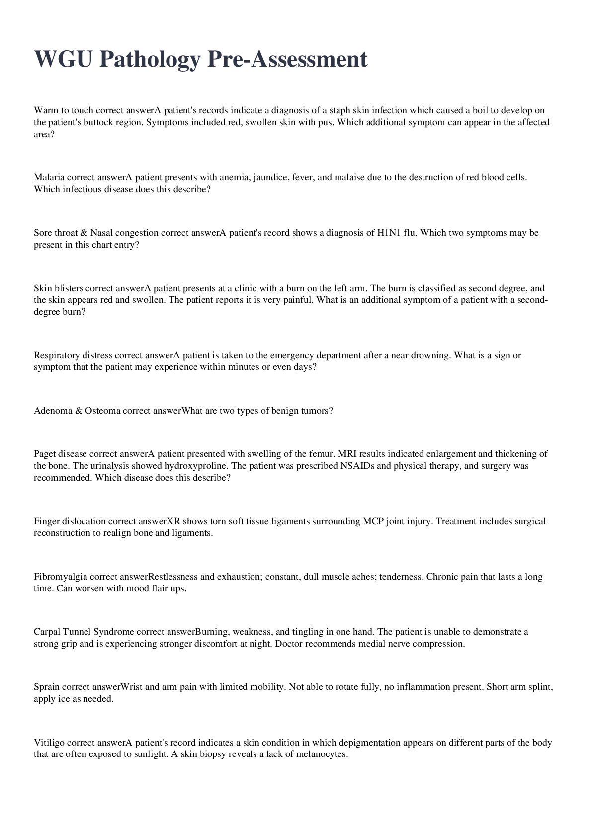 Preview image for WGU Pathology Pre-Assessment exam    2022/2023 with 100% correct answers